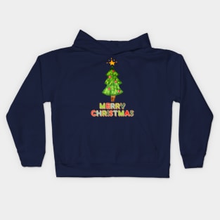 Painted Holiday Tree and Sugar Cookies Merry Christmas Kids Hoodie